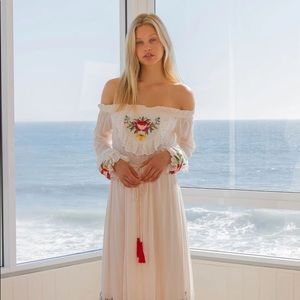 Fillyboo Poppy Apple Off Shoulder Embroidered Maxi